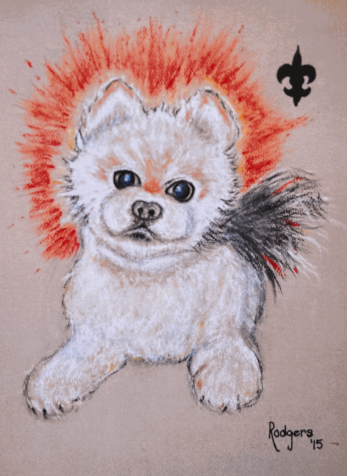 Painting White-Dog-with-Red-Halo